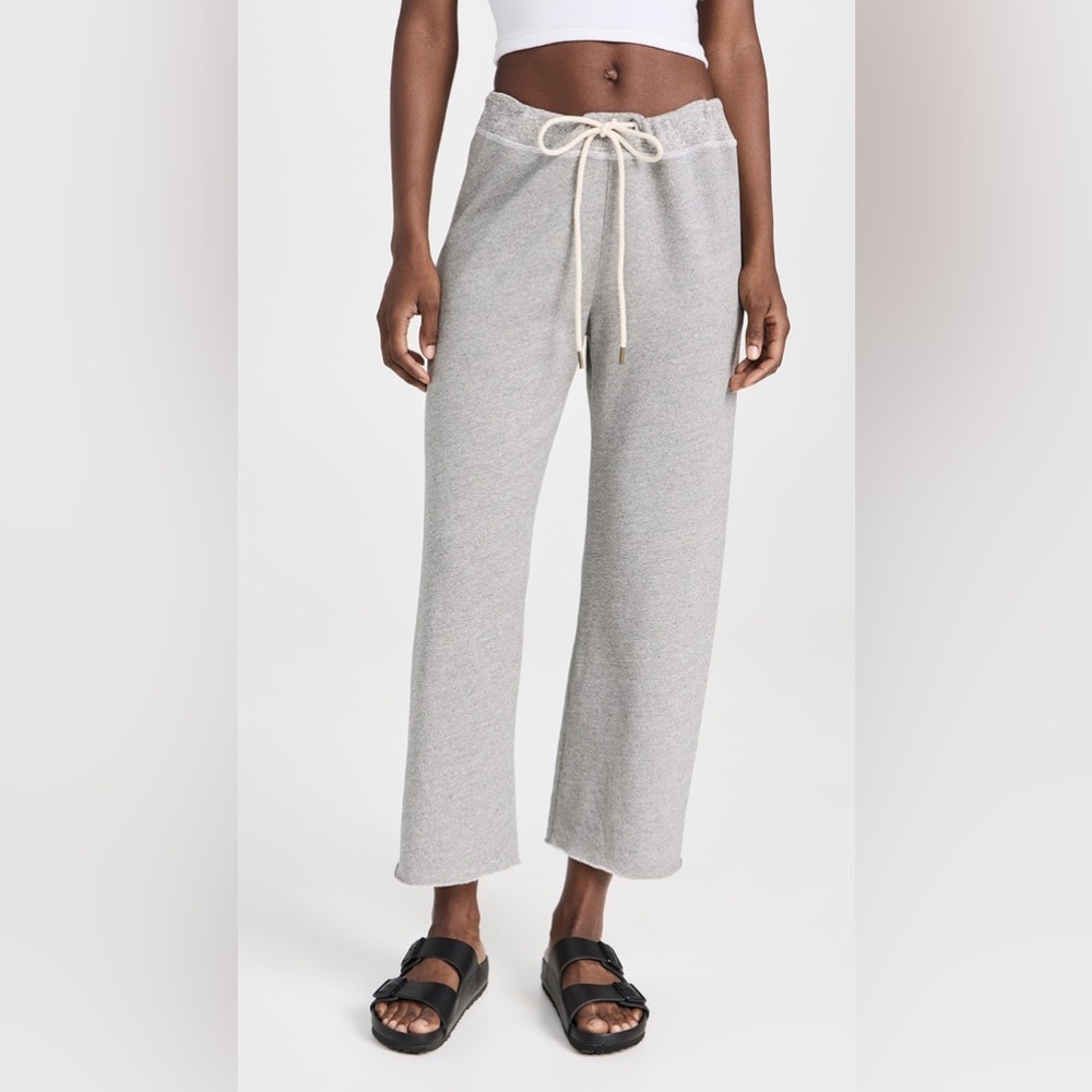 THE GREAT. The Wide Leg Cropped Sweatpant - Size 1 - Varsity Grey